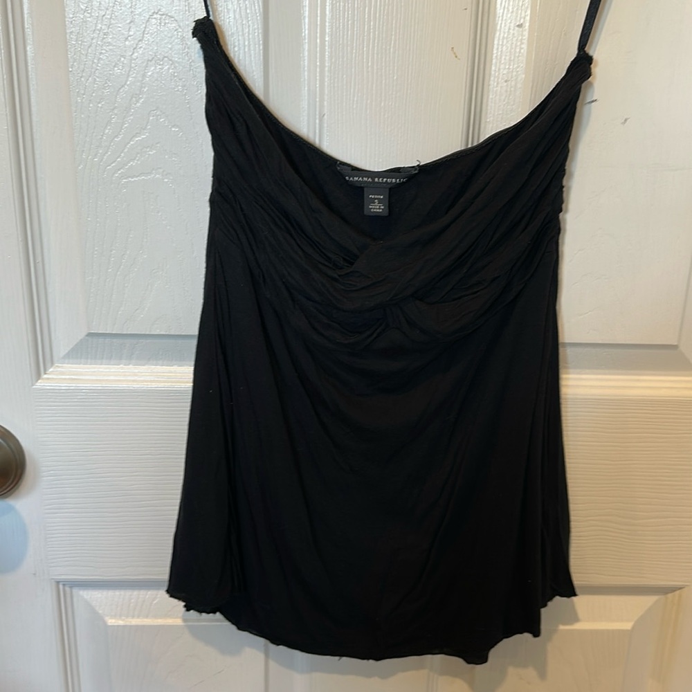 Banana Republic ladies petite small Black strapless Bandeau bust, shirt